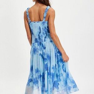 Free People Blue Patterned Midi Dress